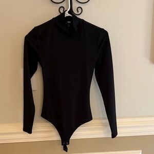 Express size XXS Black Long Sleeve Bodysuit with open back and turtleneck